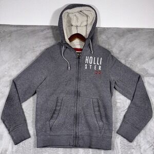 Hollister full-zip gray hoodie sweatshirt Men's Size Medium Classic Preppy